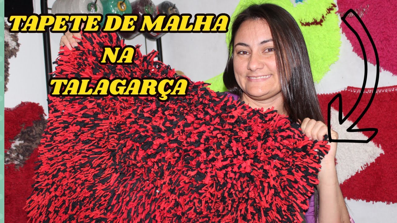 TAPETE DE  MALHA NA TALAGARÇA,REAPROVEITANDO RETALHOS.