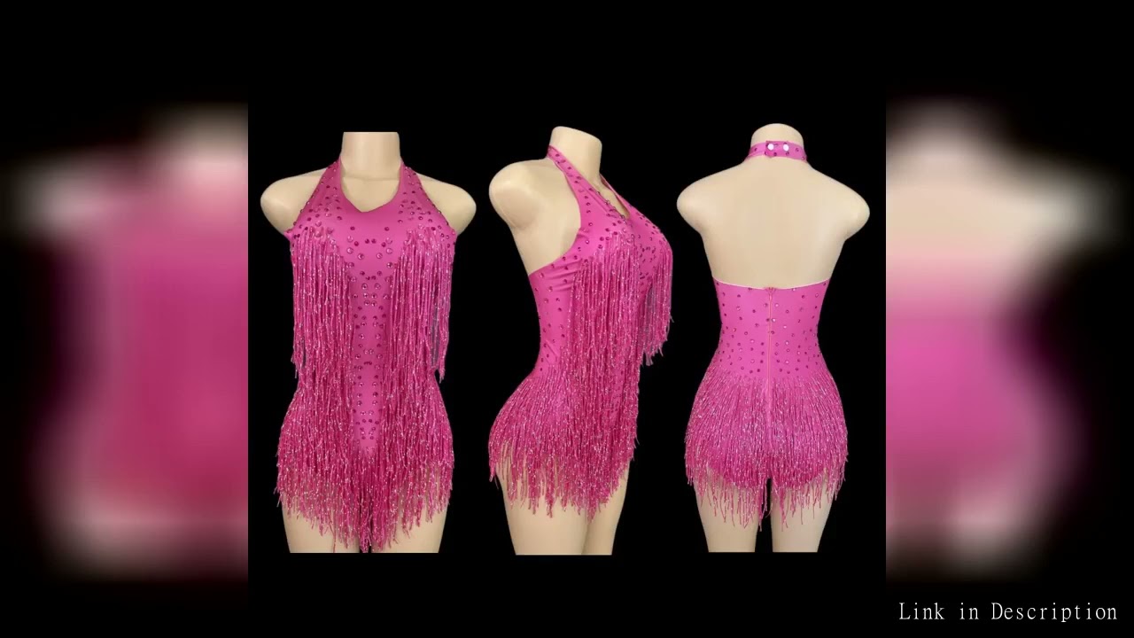 Sparkly Rhinestones Fringe Bodysuit WomenVightclub Party Dance Costume Stage Wear SexyTassel Leotard