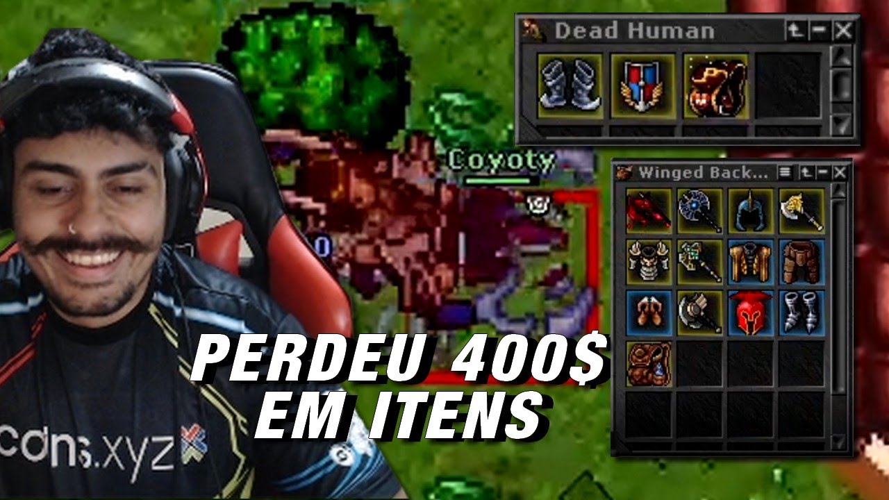 Ele tinha 4 AOL na Backpack e mesmo assim perdeu 400$ em itens TIBIA (PaulistinhaOT)