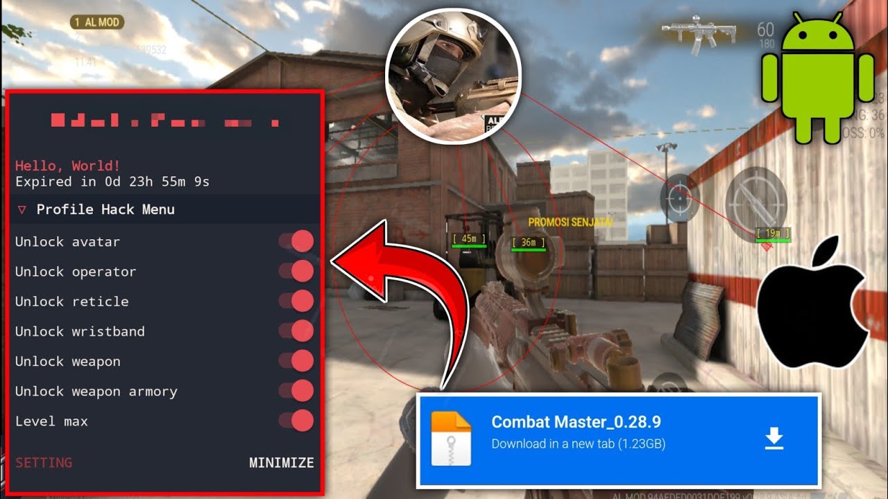 Combat Master Mod Menu v0.28.9 - Автоматическое попадание в голову и неограниченный боезапас