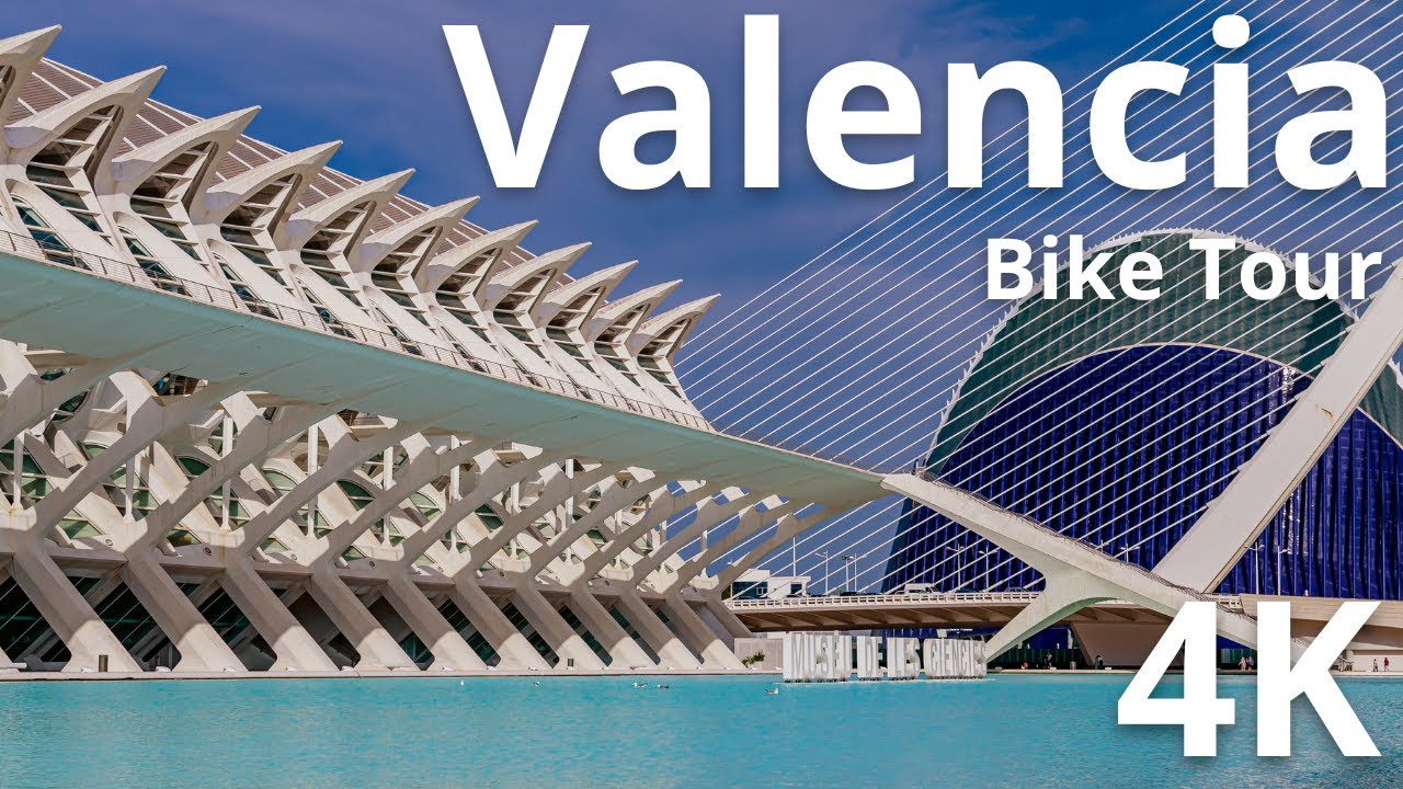 Valencia - Spain Bike Tour 4K - 60fps | City of Arts and Sciences | Downtown