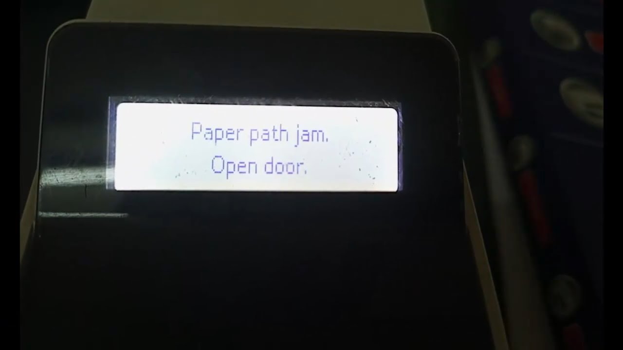 Removing paper Jam in tray 2 pushing green lever Paper path Jam Open door
