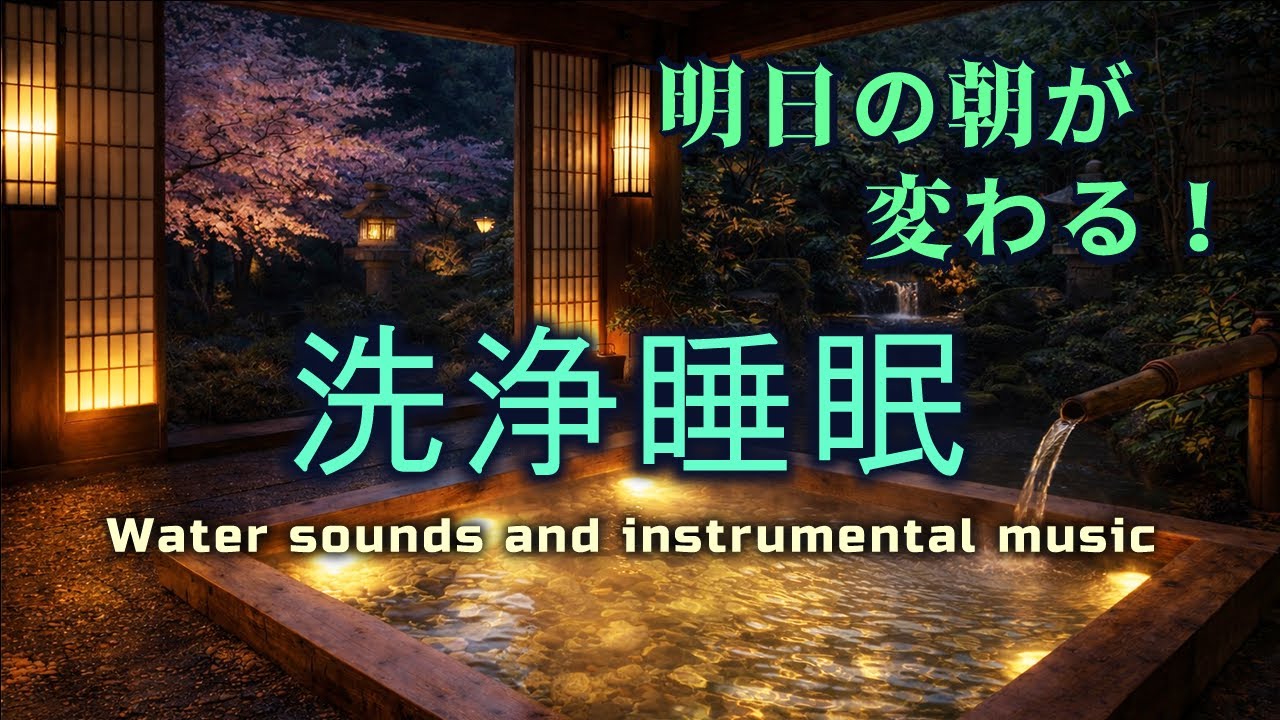 【翌朝が変わる】洗浄睡眠│温泉の水音＆4周波数BGM（30分）
