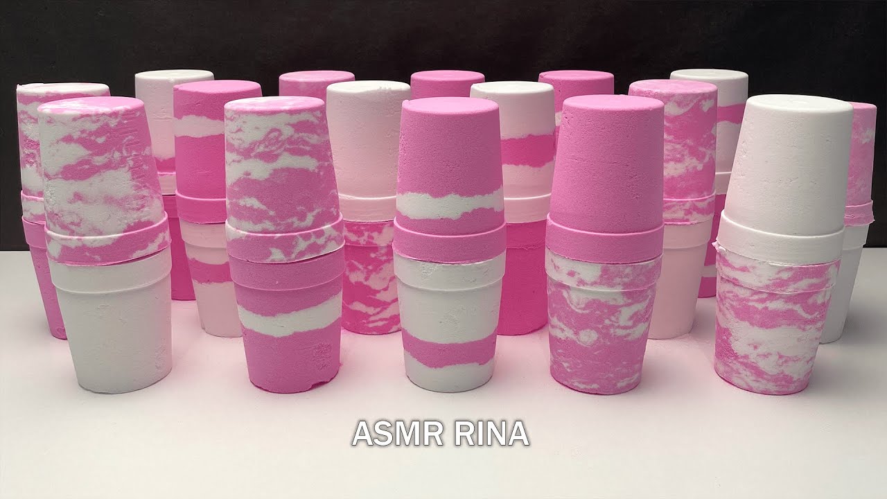 ASMR pink + white crunchy baking soda