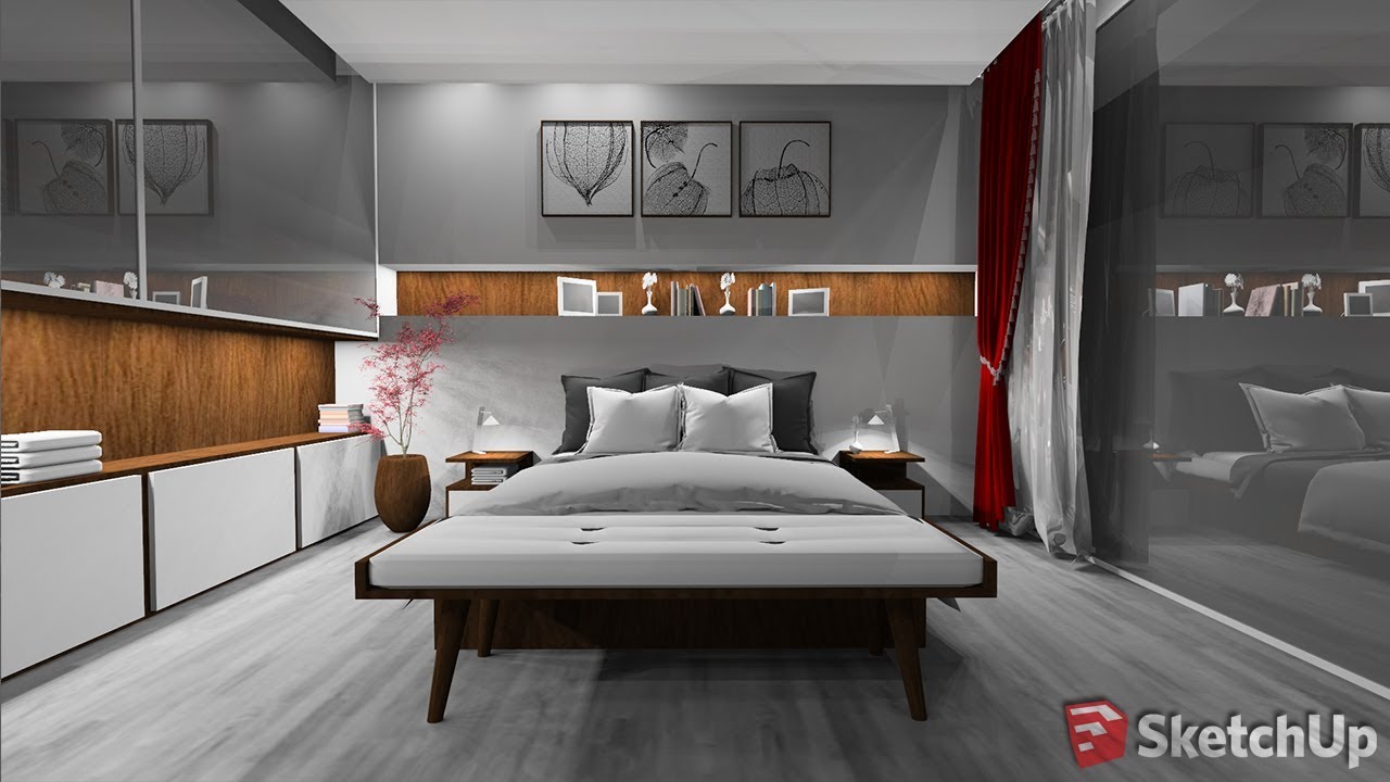 SketchUp Tutorial - Master Bedroom + Irender nxt