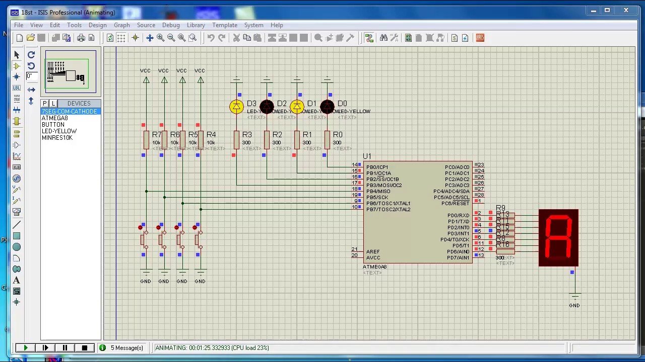 Лекция  335.  Atmega8  подключение семисегментого индикатора