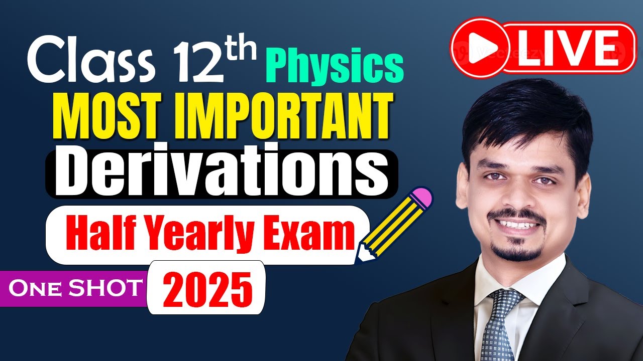 Class 12 Physics Most Important Derivations | Half Yearly Exam 2025 | One Shot | CBSE | NKS Sir