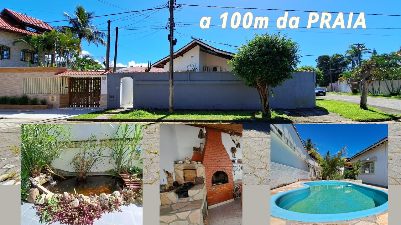 CASA COMPLETA área coberta churrasqueira LAGOA ARTIFICIAL a 100m da praia Terreno grande