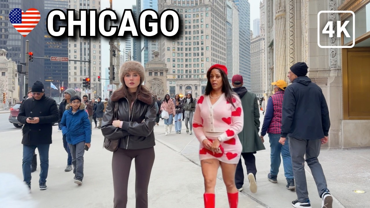 Chicago ❤️ Valentine's Day Walking Tour On A Lively Saturday | February 14, 2026 | 4K City Sounds