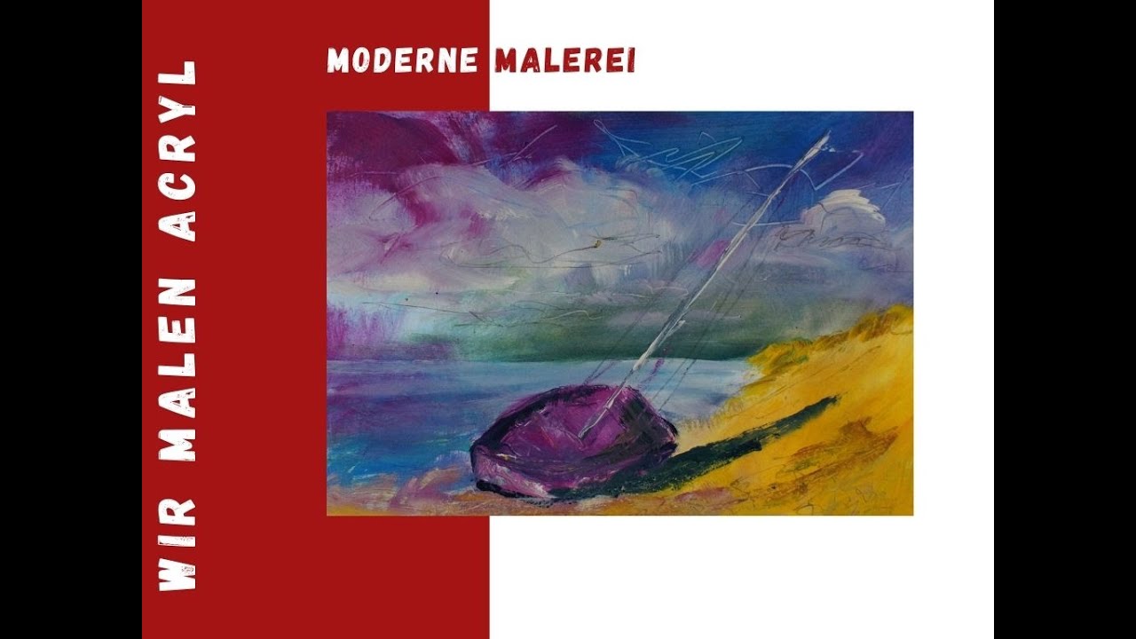 🎨Acrylmalerei | so malst Du ein Boot am Strand auf Papier