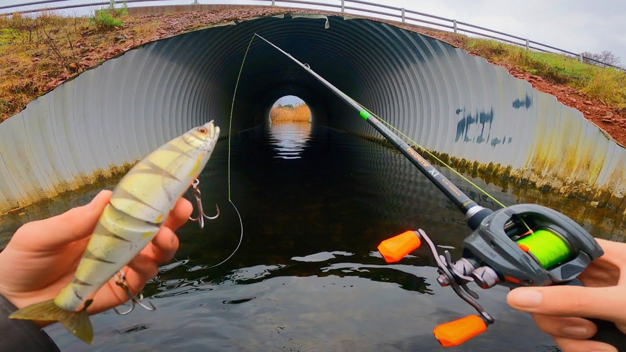 P&ecirc;che insolite au leurre dans un foss&eacute; !!