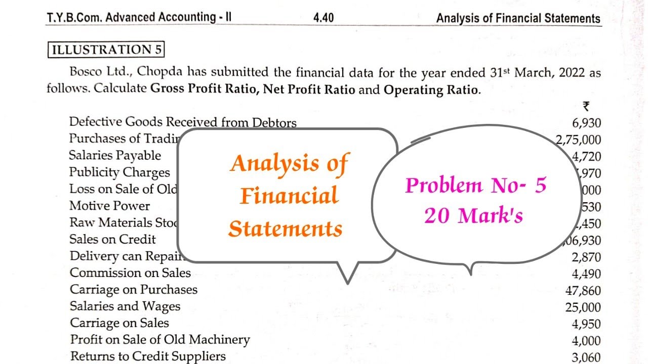 Analysis of Financial Statements || TYBCOM || SEM-VI || Advanced ACCOUNTING - II ||  Prob No- 5 ||