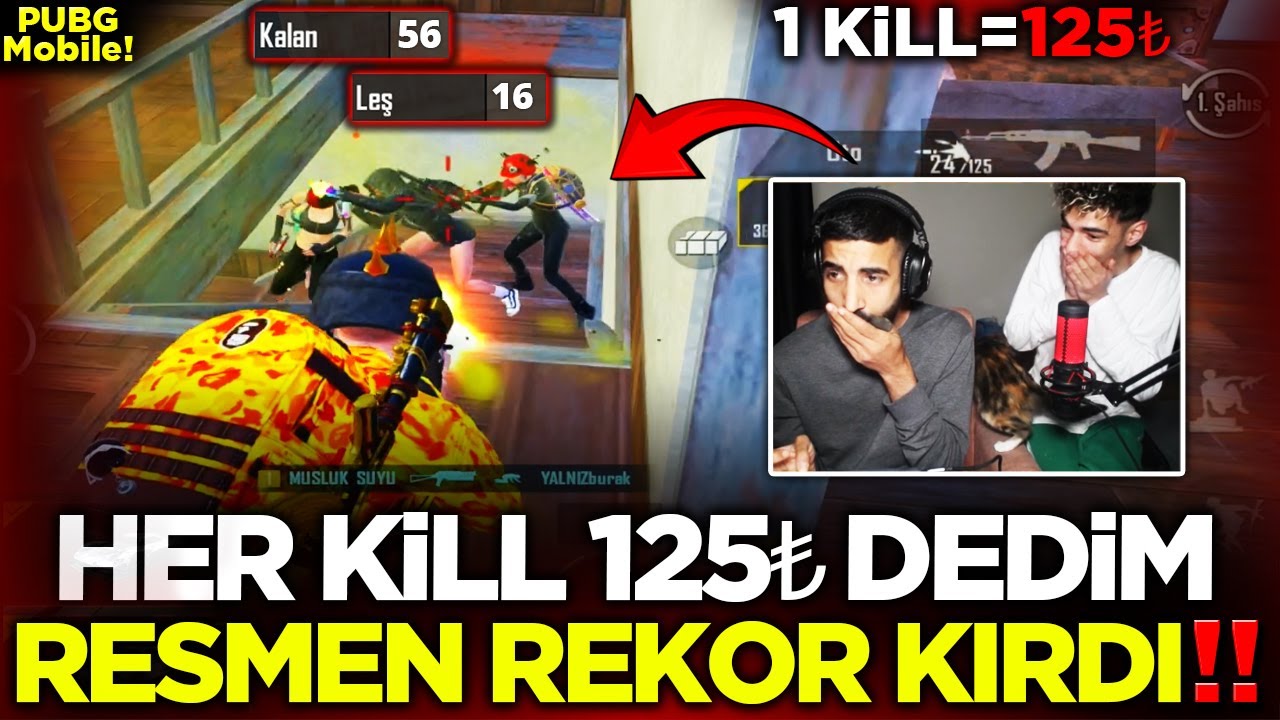 TAKİPÇİME HER KİLL 125 TL DEDİM REKOR KIRDI ! 1 KİLL = 125 TL / PUBG MOBİLE