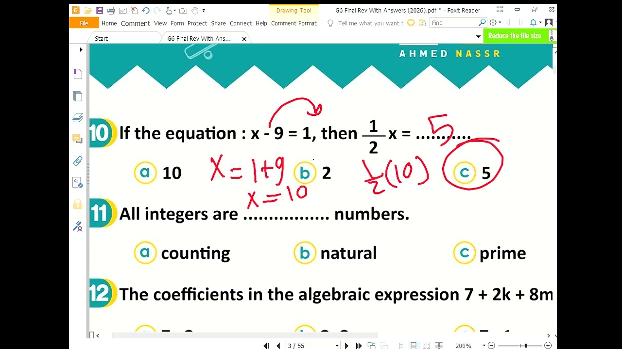 مراجعة ليلة الامتحان – Math لغات الصف السادس الابتدائي | ترم أول 2026