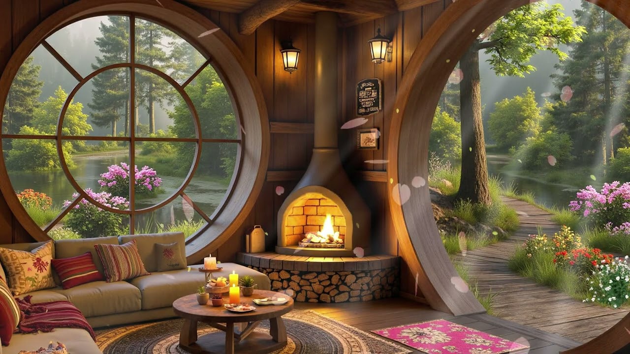 Peaceful Spring Morning Jazz 🌿 Warm Cabin Ambience for Work, Study & Calm Positive Mood