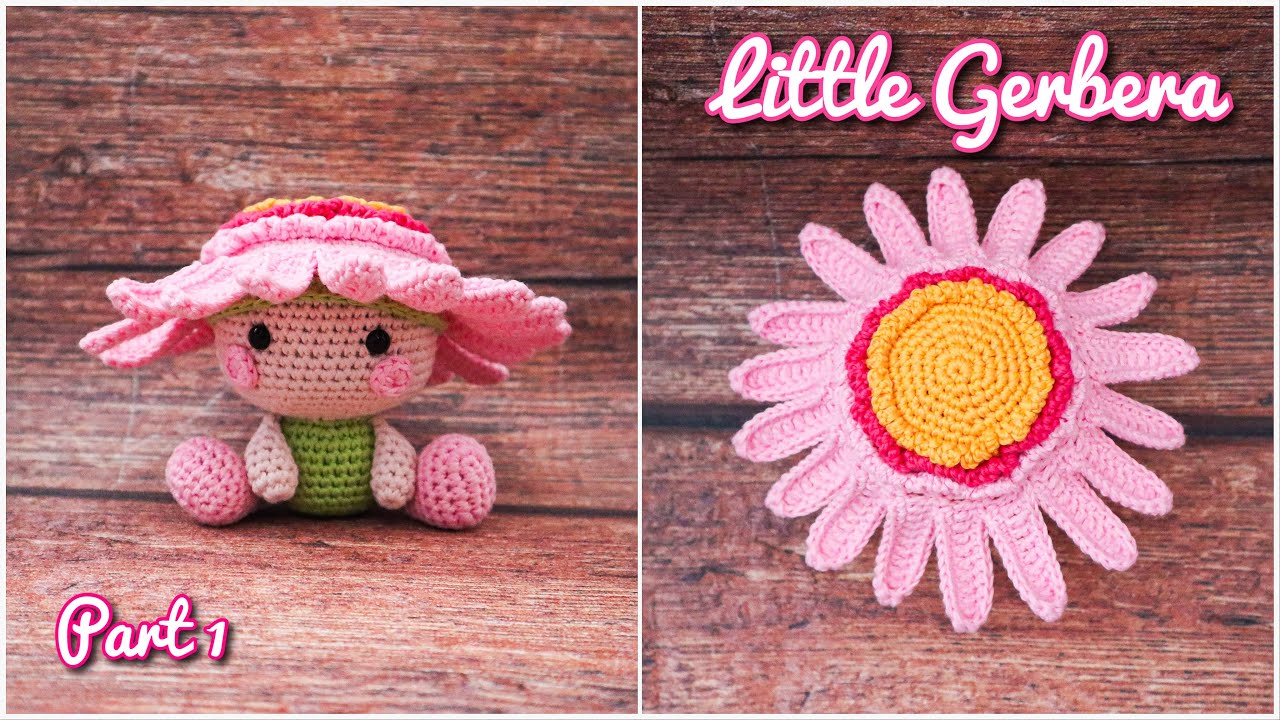 MAKING LITTLE GERBERA | PART 1| HEAD & BODY, LEGS, ARMS, CHEEKS | AMIGURUMI CROCHET DOLL TUTORIAL