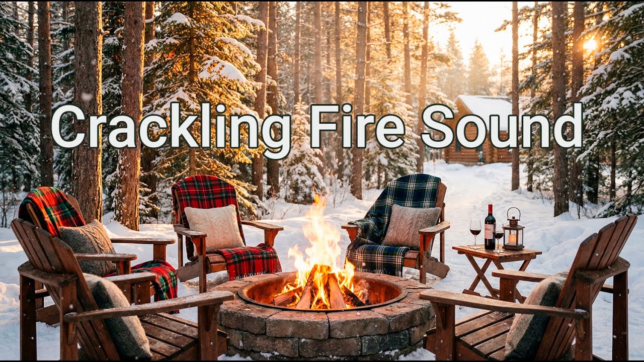 Falling Snow & Crackling Fire in the Forest 🔥❄️ Peaceful ASMR
