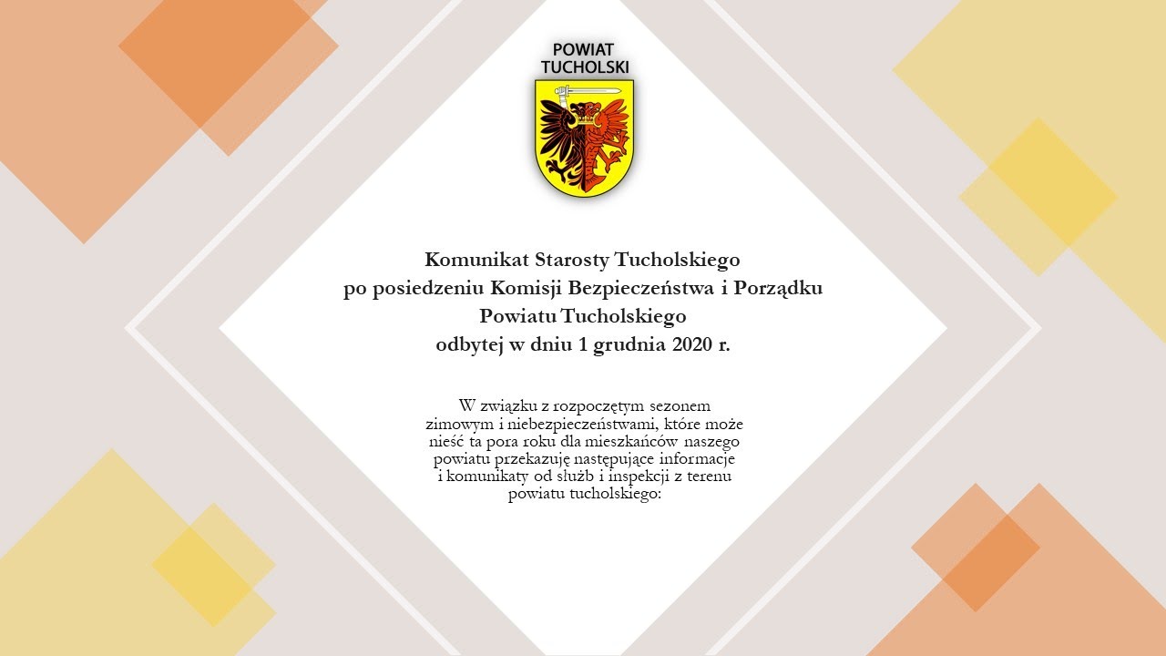 Komunikat Starosty Tucholskiego 01.12.2020 r.