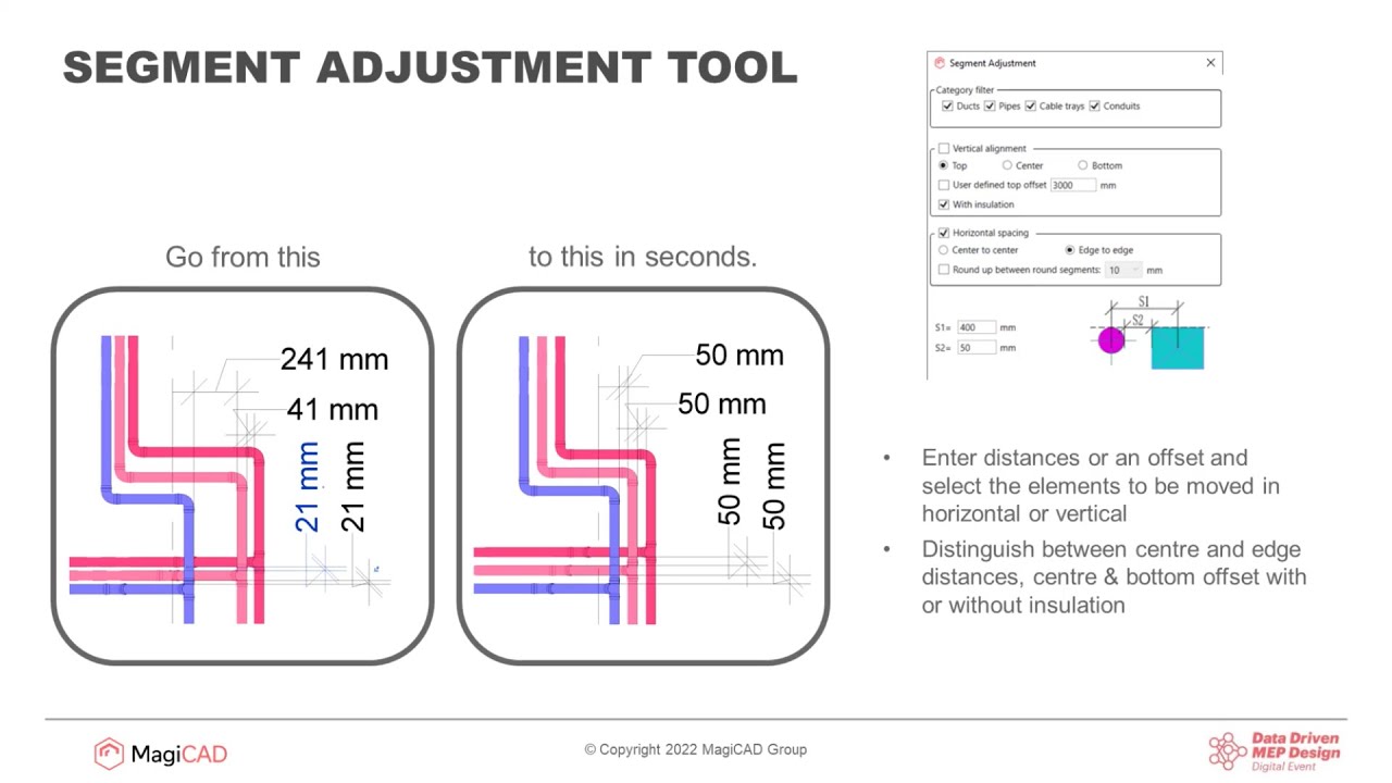 MagiCAD for Revit &ndash; Segment Adjustment Tool (Common Tools)