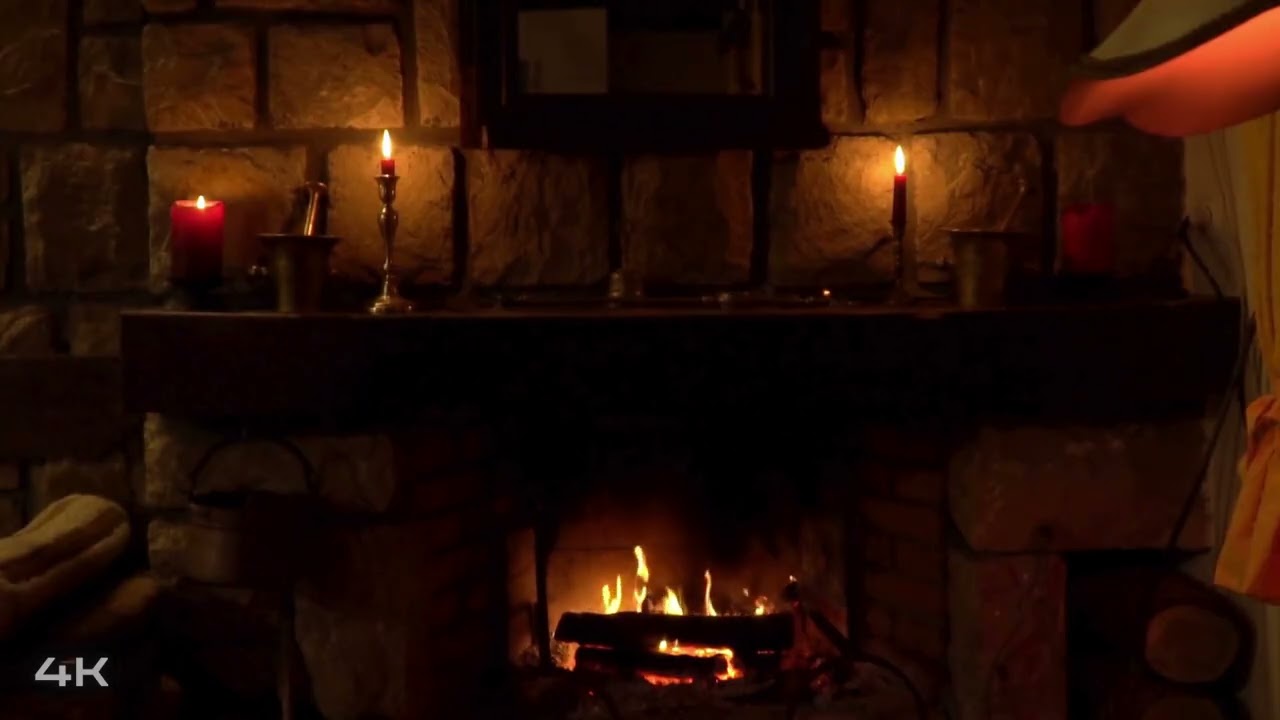 4K Cozy Palace Fireplace Ambience 🏰 Vintage Candle & Crackling Fire 🔥