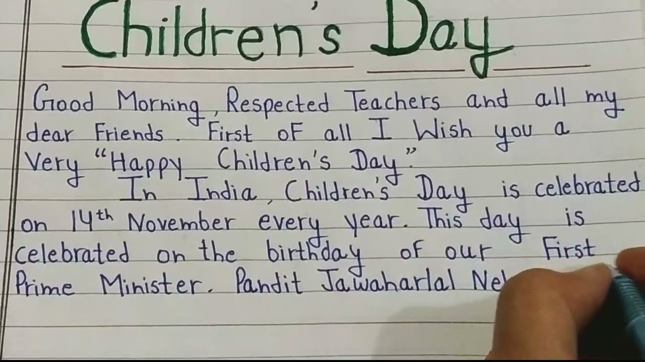 Children's Day 20 lines Speech/ Essay/In English  Writing /14 November Children Day ✍️