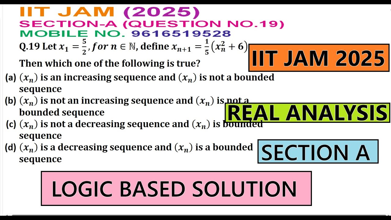 IIT JAM 2025 | MATHEMATICS | SECTION A | QUESTION NO. 19 | REAL ANALYSIS | IIT JAM 2025 QUESTION |