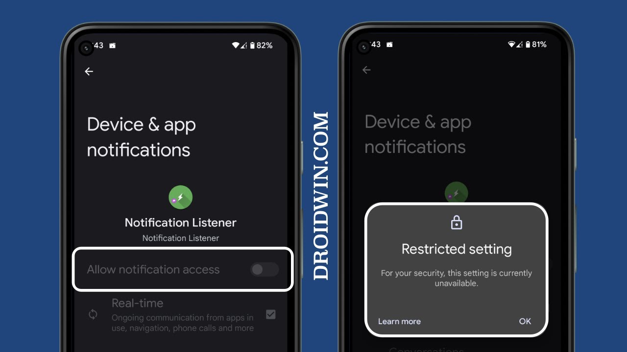 Fix Allowed Notification Access Greyed Out: Restricted Settings in Android 13