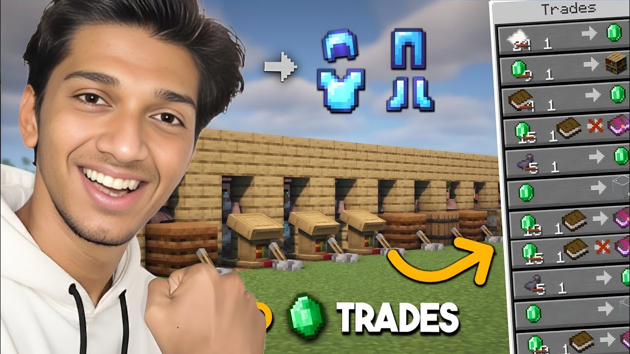 I made villager trading hall🤯 in Survival Minecraft!”