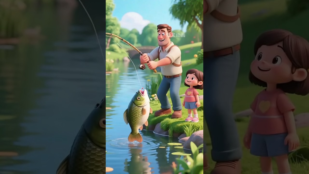 Ayah Mancing Ikan Pakai Permen Cacing! #shorts #animasi #kartun