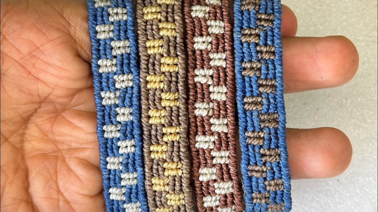 ✨ Tutorial de Pulsera de hilo tejido en Macramé | Diseño ajedres Paso a Paso ✨