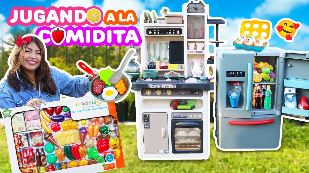 🍔🍳 COCINANDO COMIDA con JUGUETES🍕🥕 en COCINITA DE PLÁSTICO🍗🔥 | JUGANDO A LA COMIDITA