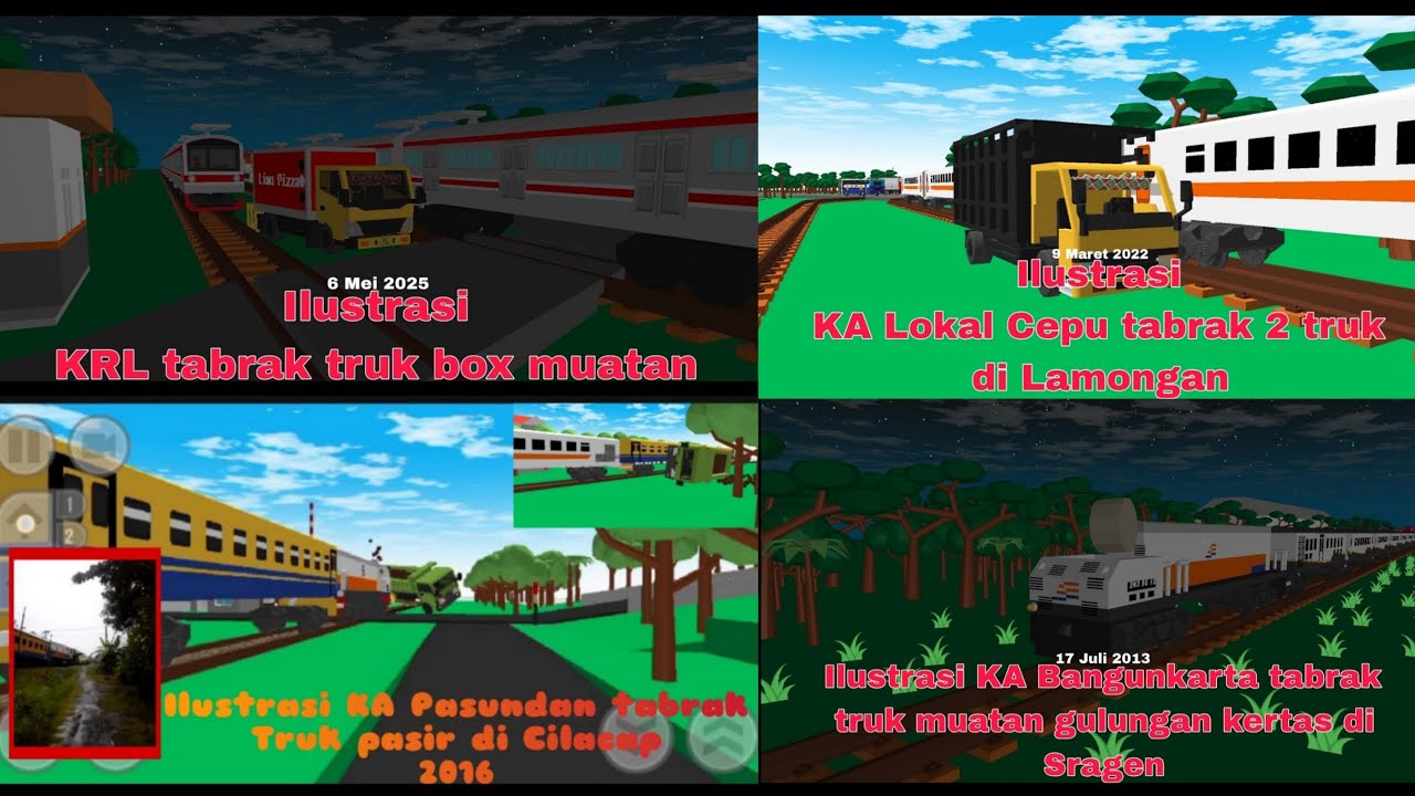 Kompilasi 4 Kecelakaan kereta api vs truk