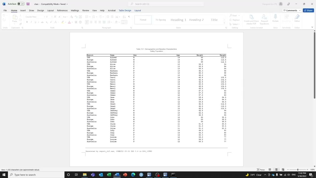 How to use ODS RTF to create tables