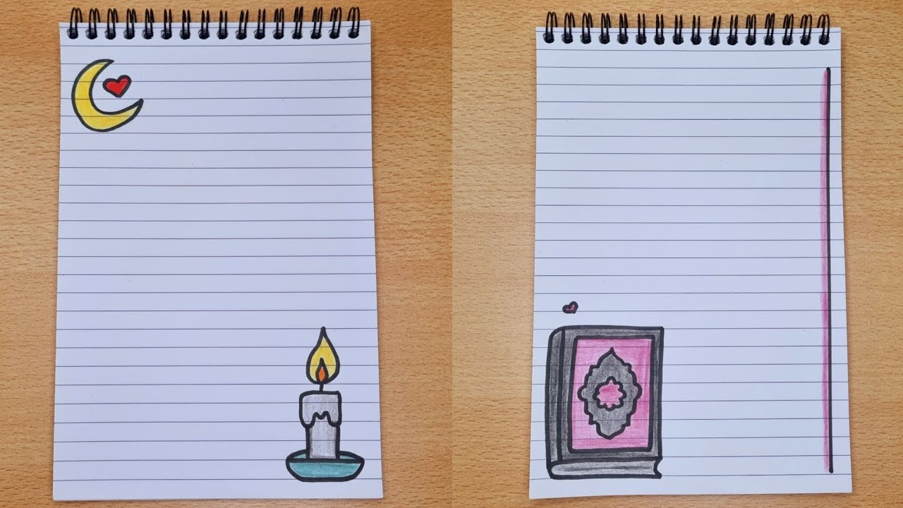 تزيين الدفاتر/تزيين الدفتر/تزيين الدفتر برسومات رمضانية/رسم رمضان/رسم سهل