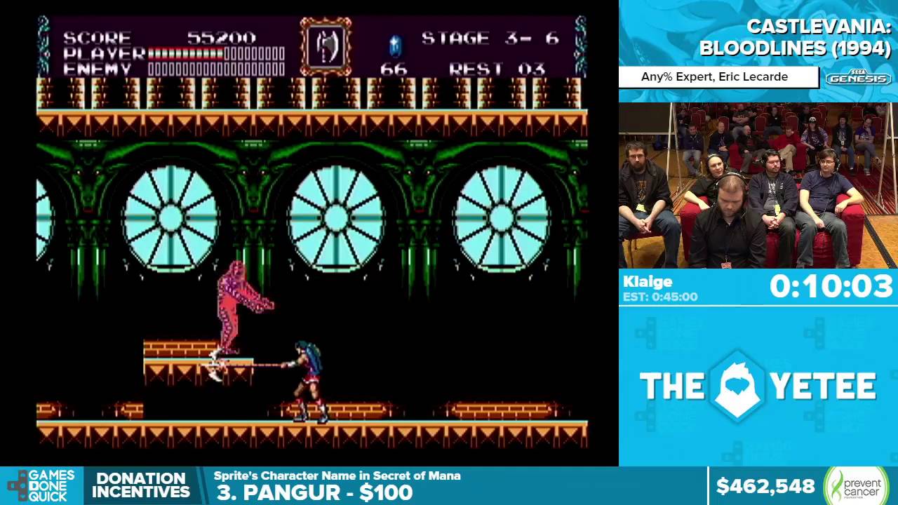 Castlevania: Bloodlines by Klaige in 31:51 - Awesome Games Done Quick 2016 - Part 108