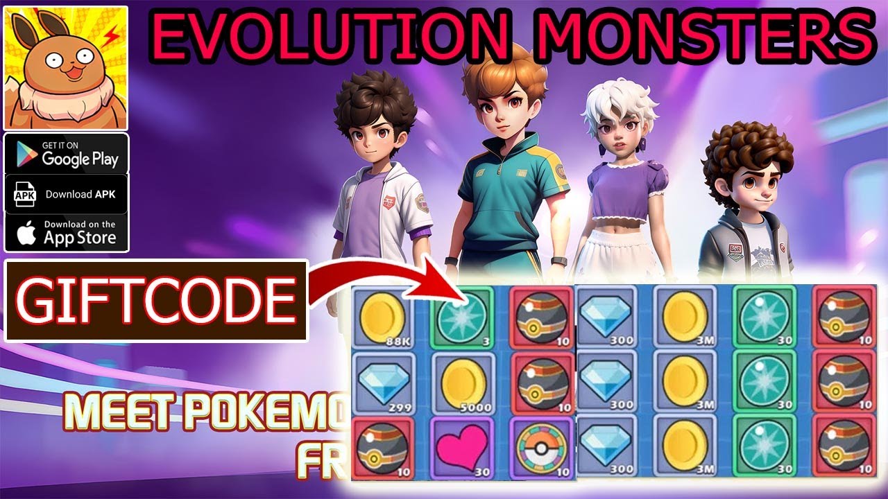 Evolution Monsters & 12 Giftcodes Gameplay - Pokemon Idle RPG Android Game