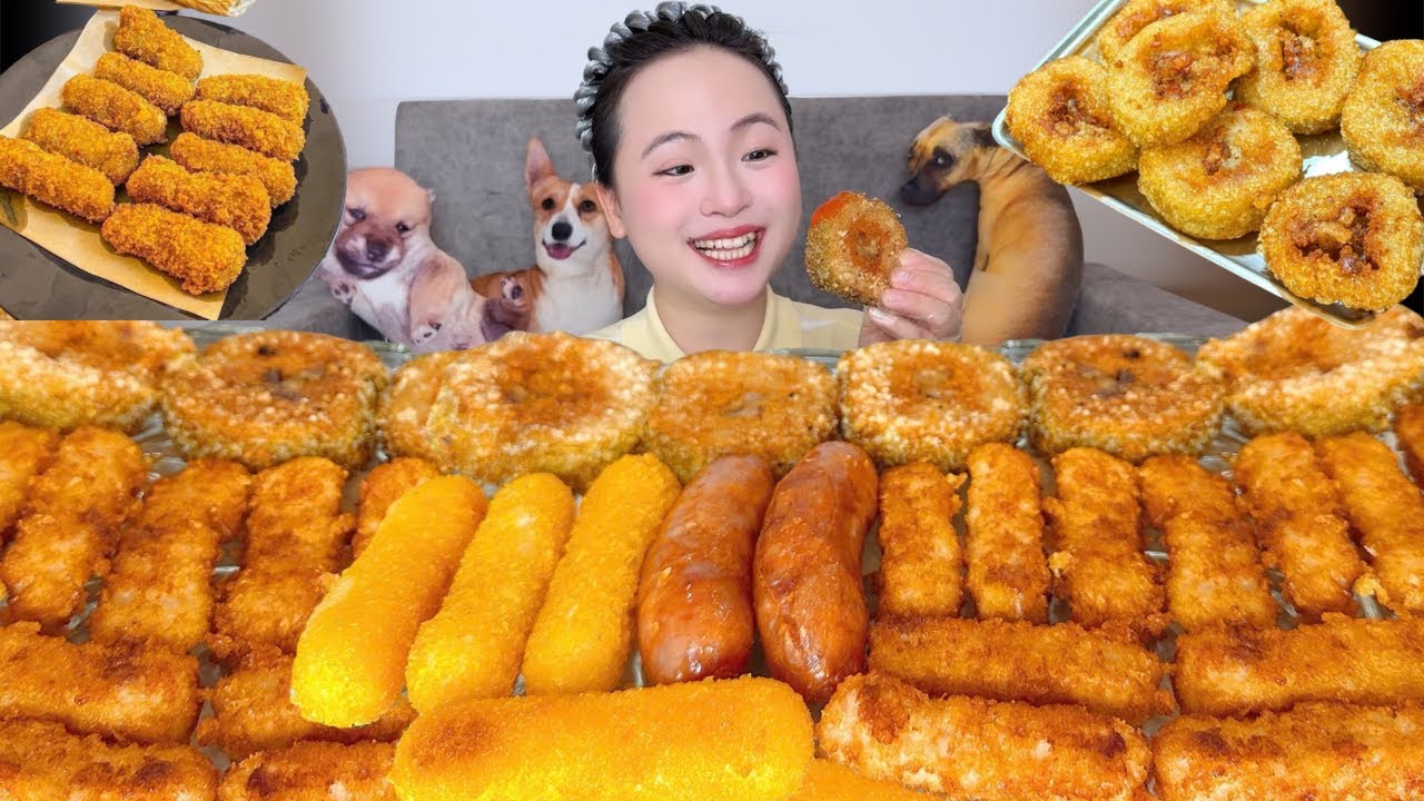 Mukbang Bánh Chưng Rán,Nem Chua Rán,Phô Mai Que,Lạp Xưởng| Mukbang Fried Banh Chung