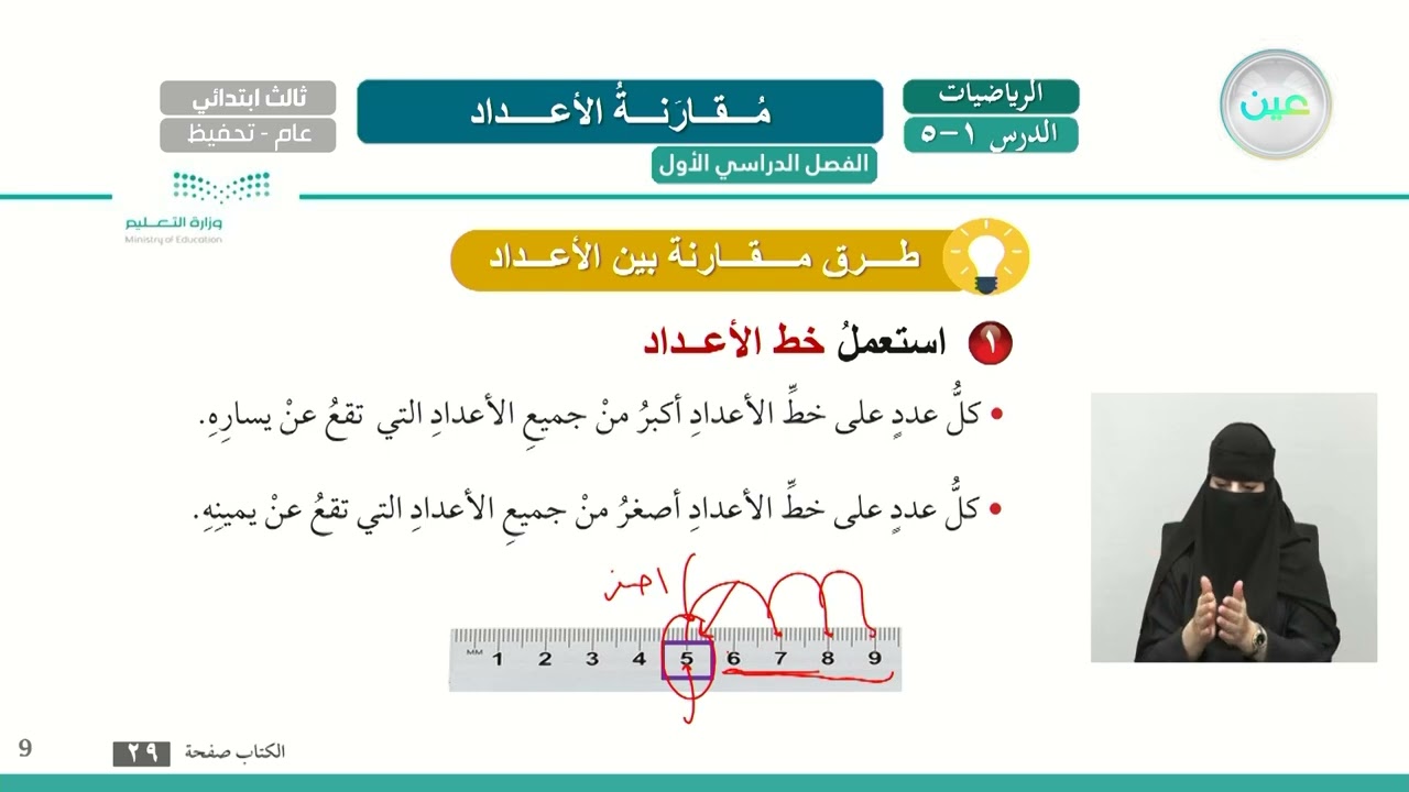 مقارنة الأعداد 1 - الرياضيات - ثالث ابتدائي