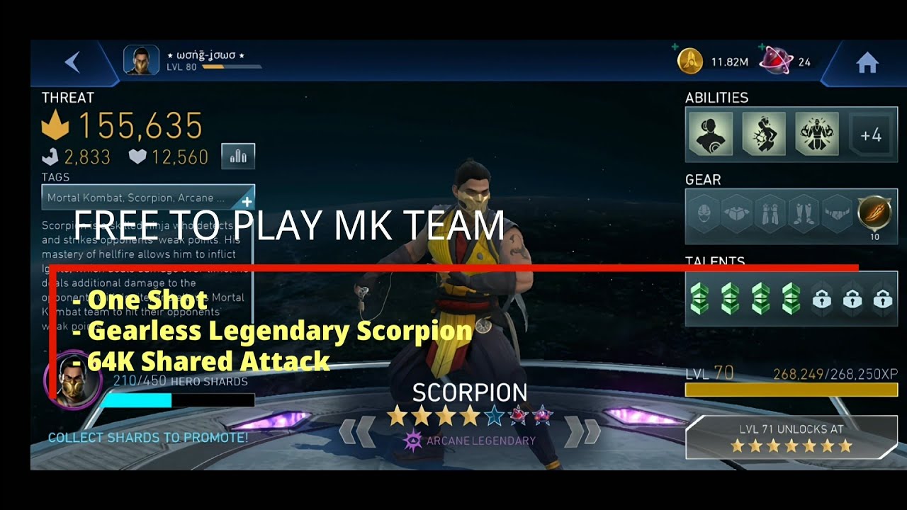 MK Team One Shot - Gearless Scorpion | TLC Solo Raid - Injustice 2 Mobile