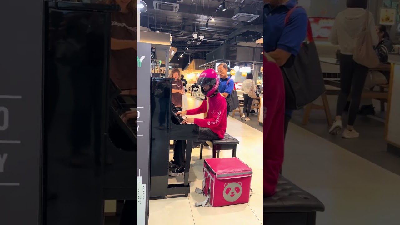 Thai food delivery man plays insane piano riff  (After you’ve gone) arranged by jimin park 