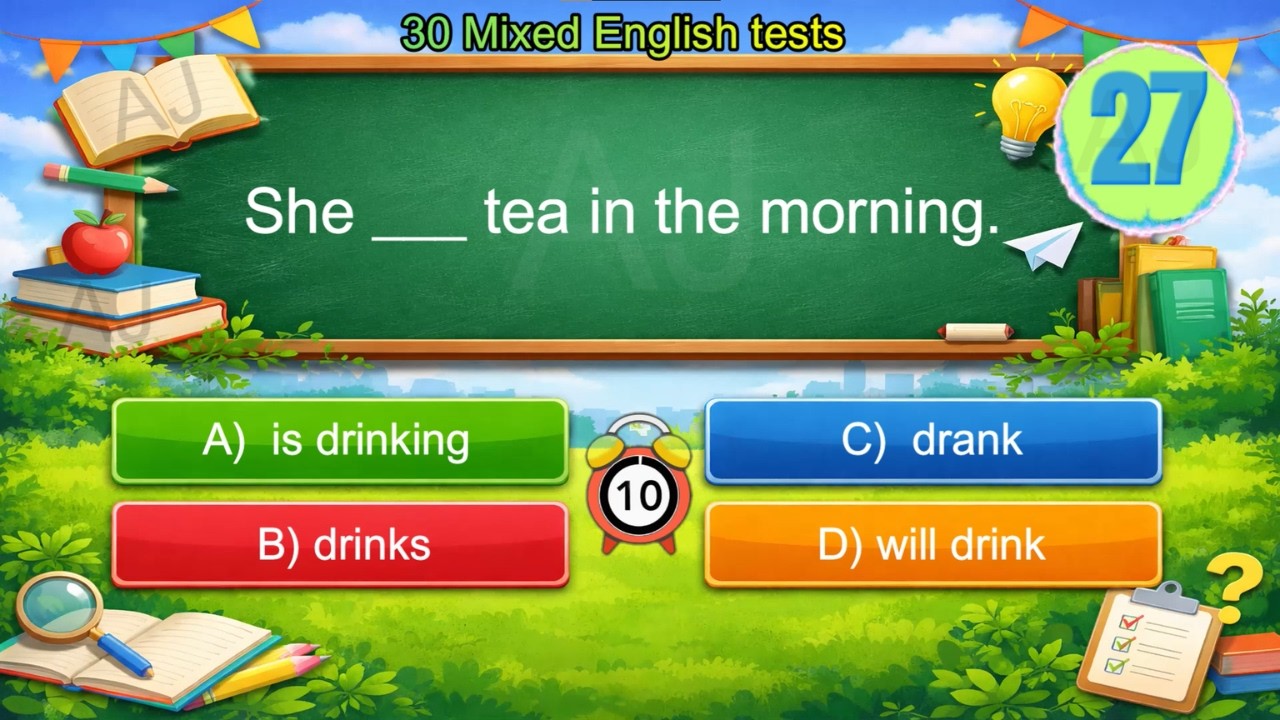 Mixed tests | 30 Easy Tests with Answers for Beginner and Elementary | Learn English