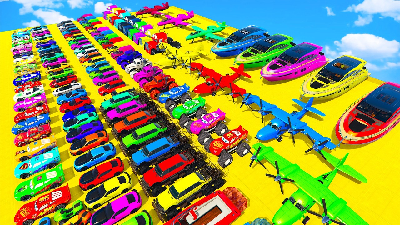 GTA V Epic New Stunt Race For Car Racing Challenge by Spider-man and Friends With Amazing Car Planes