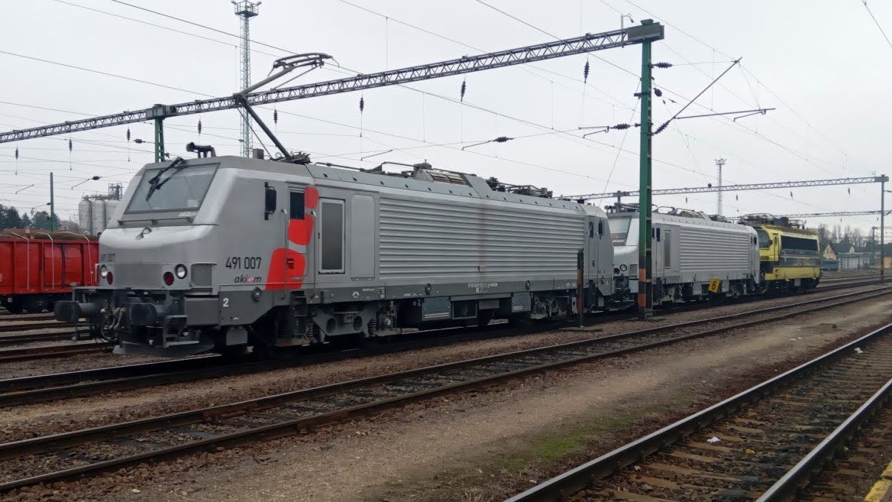 491 007+003-mas alstom prima+240 123-mas Loko Trans s.r.o. laminátka haladnak átt Nagykanizsán.
