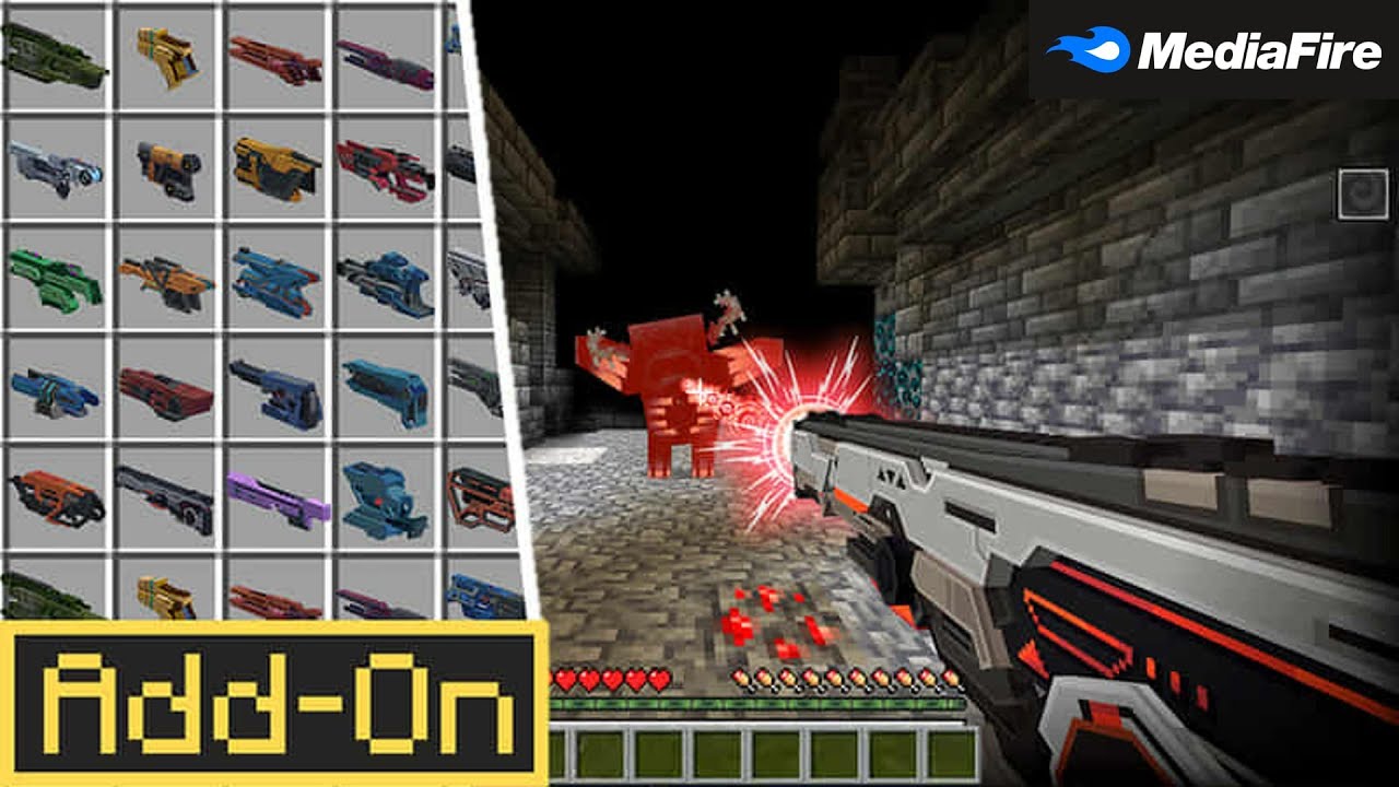 BLASTERS GUN ADDON FOR MINECRAFT BEDROCK 1.21.100+ | link mediafire 