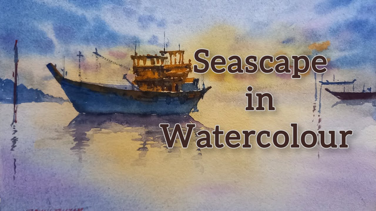 Seascape in Watercolour | How to paint Seascape in Watercolour step by step 
