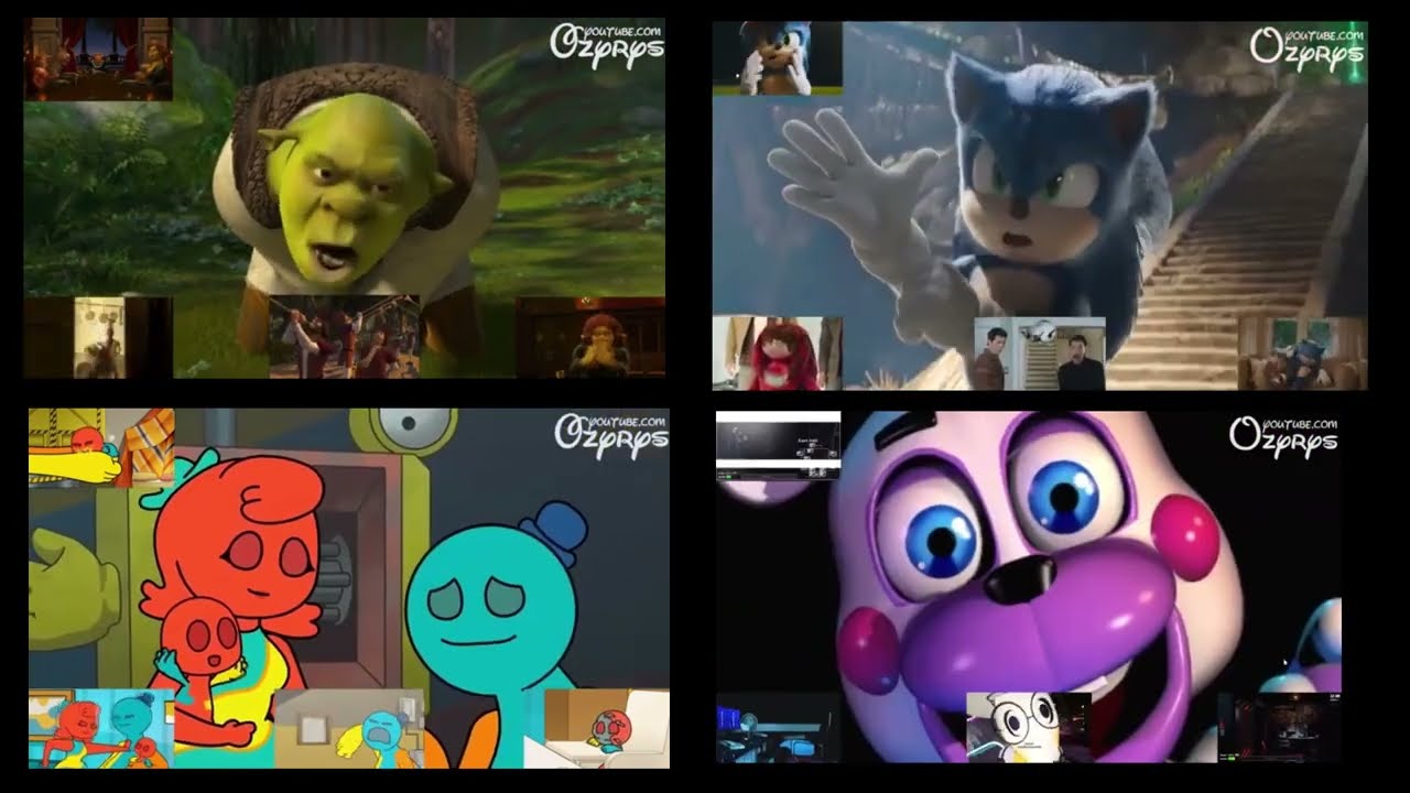 POPPY PLAYTIME (GameToons), Shrek, Sonic and FNAF (Zoonomaly @Ozyrys mashup)