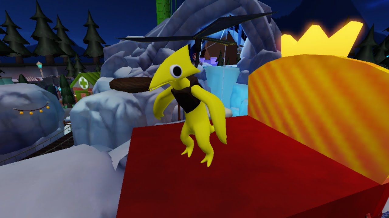 green, yellow and purple creature jumpscar Roblox game rainbow friends 