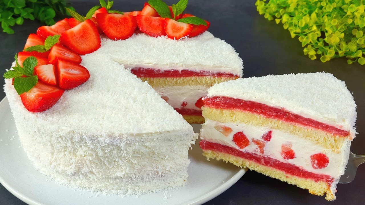 🍓😋 Das k&ouml;stlichste Dessert dieses Sommers!!! Cremiger Kuchen, der in Ihrem Mund schmilzt.