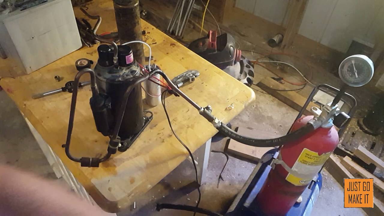 how to build a vaccum pump / air compressor out of a AC unit.