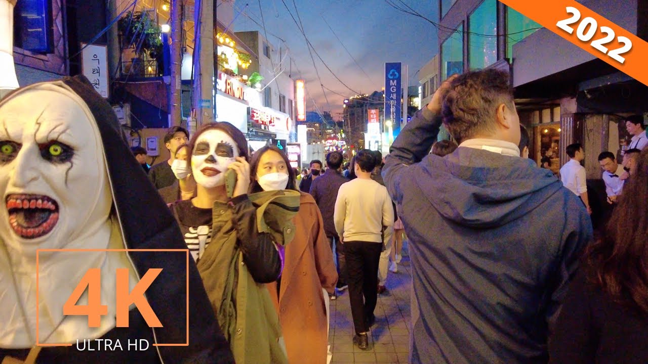 Itaewon, Seoul 🎃👻🦇 Halloween in South Korea | Night Walk | 서울 | 할로윈 | 이태원 | Virtual Walking 2022